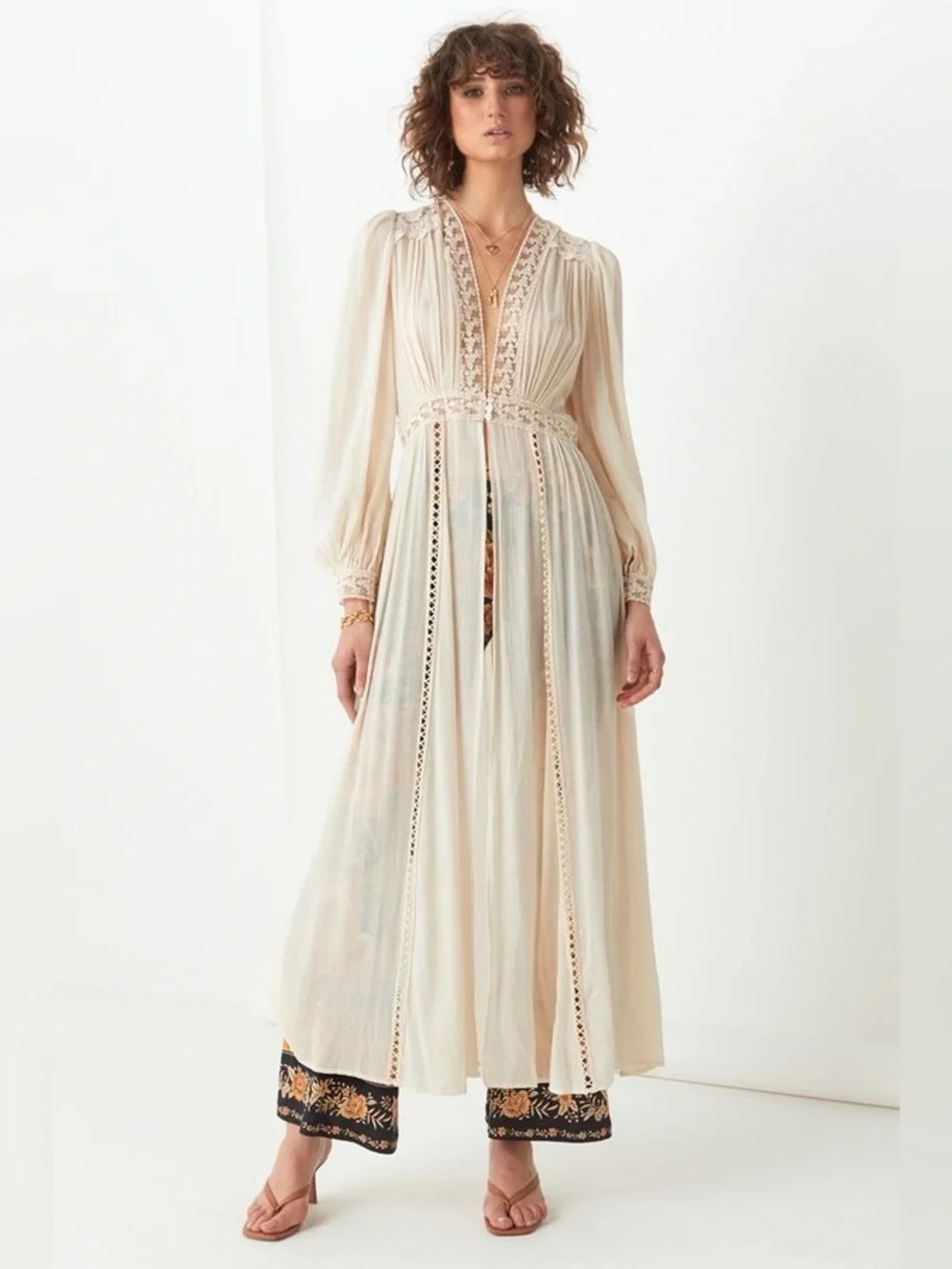 SPELL Le Gauze Lace Duster - S - Picture 5 of 13